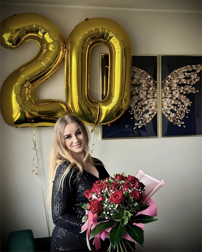Gold Jumbo Helium Number Balloon 40 Inch, Giant Foil Golden Number 0 Birthday Balloons, Large Numbers 10 20 30 40 50 60 70 80 90 100 2025, Party Celebration Supplies Decorations