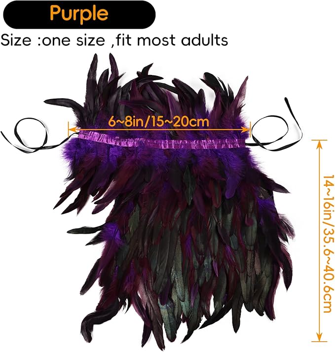 Gothic Natural Feather Shrug Feather Shawl Wrap Cape Victorian Collar for Halloween Cosplay Party Costume Accessories
