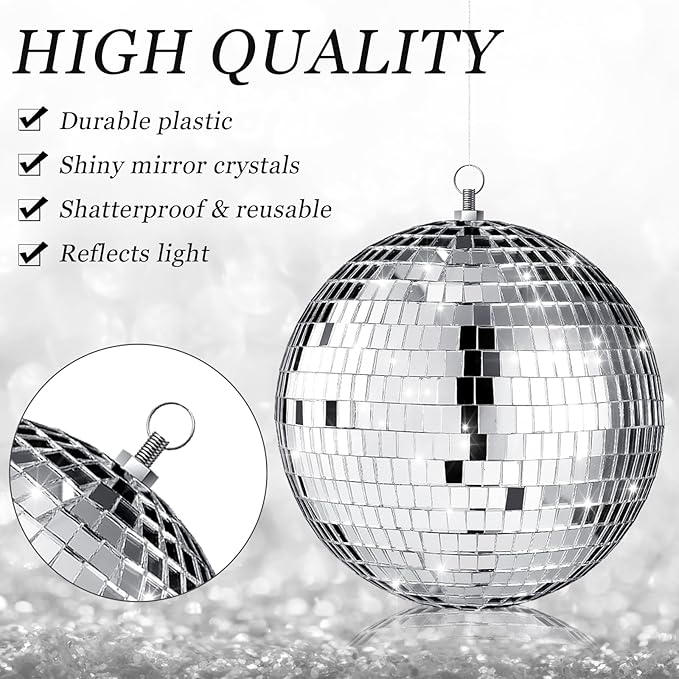 65 Pcs Disco Balls Decorations Assorted Size Disco Ball Ornament Reflective Hanging Mirror Ball Mini Large Silver Balls for Christmas Party Wedding Dance Ballroom Stage(6/4/ 2/3.15/1.2 in)
