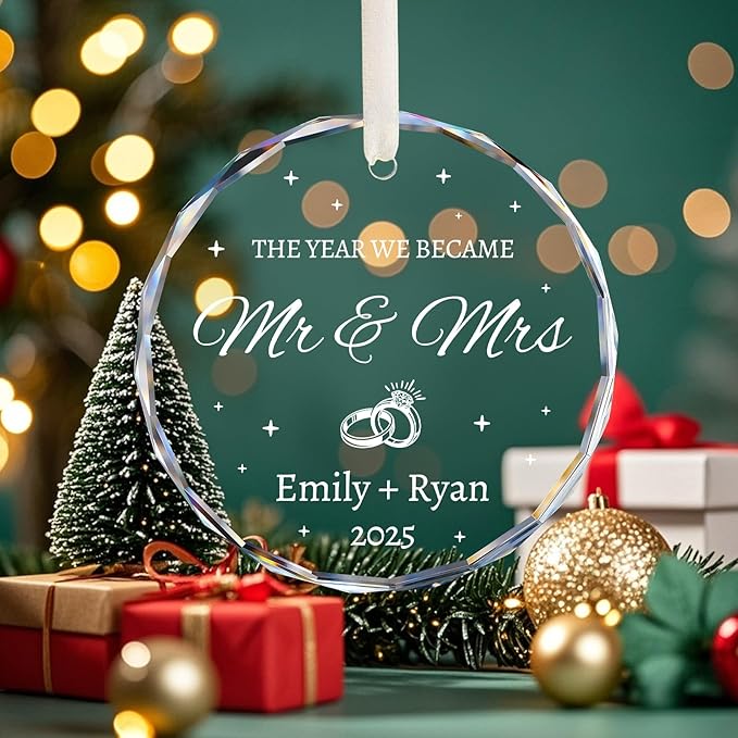 Wedding Gifts for Couples 2025 - Personalized Mr and Mrs Ornament - Bridal Shower Gifts, Wedding Gift for Bride, Newly Wed, Future Mr Mrs - Just Married Decorations Acrylic Ornaments