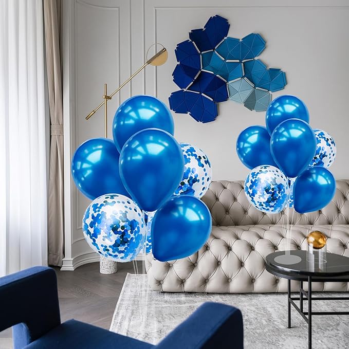 6 Set Balloon Stand with Blue Balloons Centerpiece Table Decorations Birthday Graduation Bridal Shower Wedding Anniversary Father's Day Retirement New Years Decorations 2025