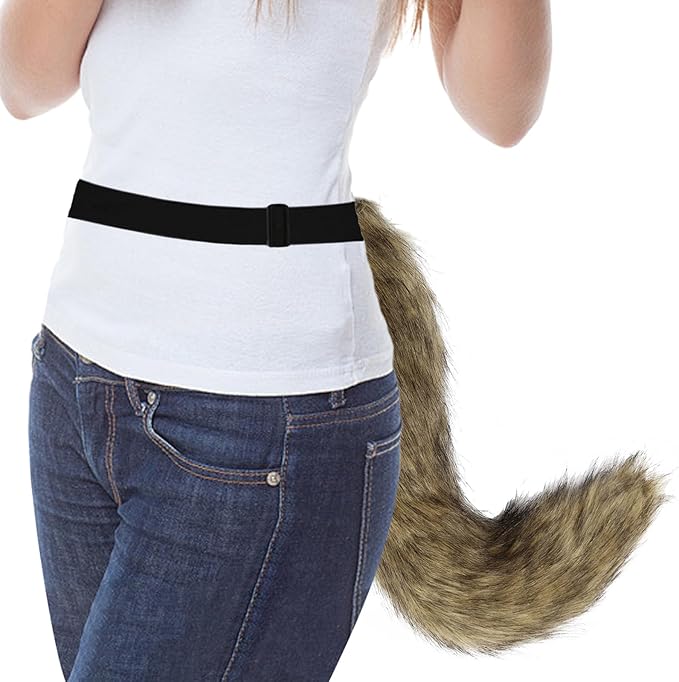 HAOAN Furry Fox Mask Wolf Fox Tail and Paw Gloves Set Adult Cat Halloween Mask Cosplay Animal Party Costume