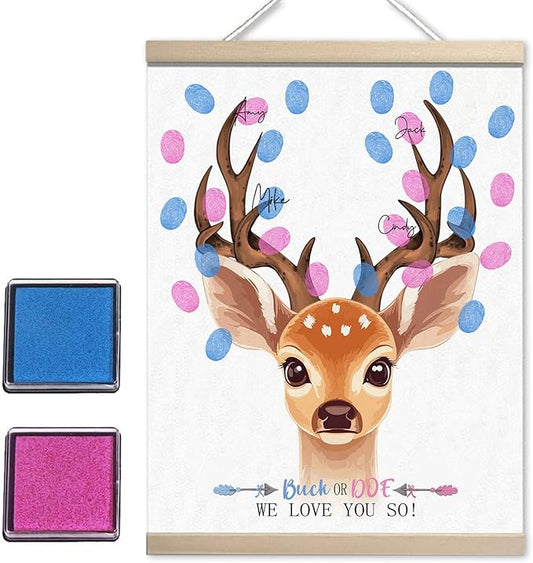 Giraffe Baby Shower Decoration, Gender Reveal Party Decorations Gifts Ideas, Baby Shower Party Supplies, Thumbprint Hanging Paintings(12x15in)