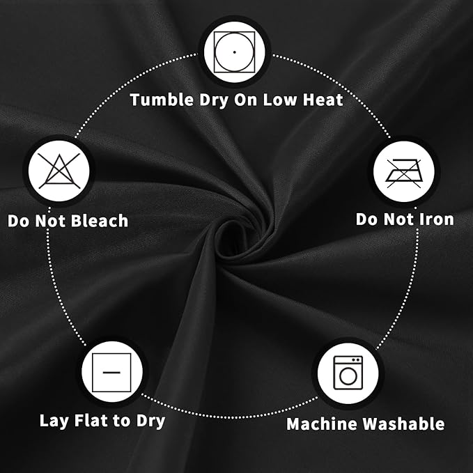 PureFit 8 Pack Round Black Table Cloths 90 Inch for Round Tables, Stain and Wrinkle Resistant Table Linens for Home Use, Wedding, Party, Banquet and Camping