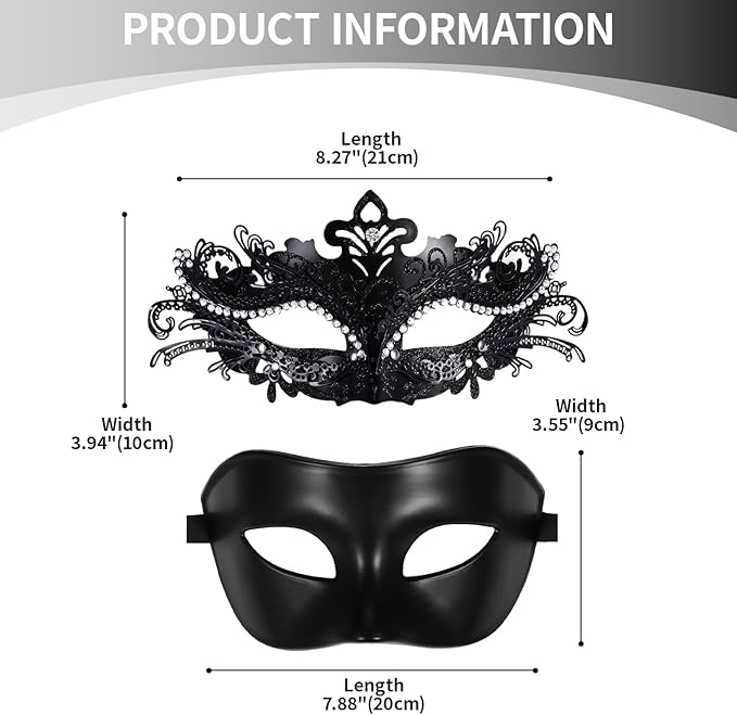 OIDEA Masquerade Mask for Couple - Roman Greek Venetian Mask Halloween Prom Party Costume Ball Mardi Gras Mask for Women Men
