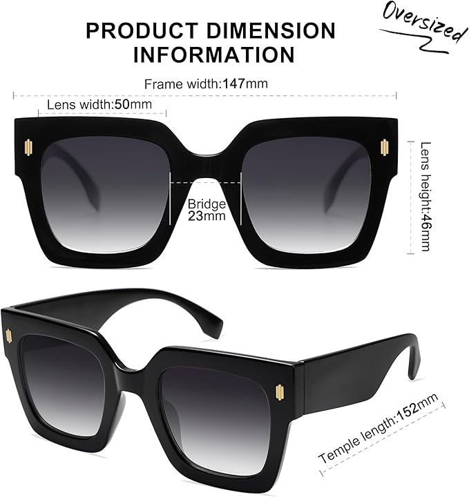 SOJOS Vintage Oversized Square Sunglasses for Women,Retro Womens Luxury Big Large Sun Glasses UV400 SJ2194