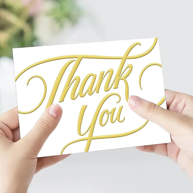 easykart labels 50 PCS Thank You Cards with Gold Foil, 5.5" x 4", Thank You Notes, Ivory Cards With Envelopes for Wedding, Business, Baby Shower, Small Business, Funeral, Graduation