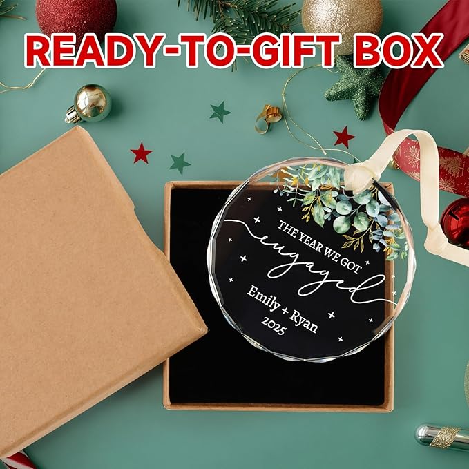Engagement Gifts for Couples - Personalized Christmas Ornaments Engagement Gift for Newly Engaged Couples, Women, Fiance, Her - Bride to Be Gifts, Just Engaged Acrylic Ornament 2025 Party Decorations