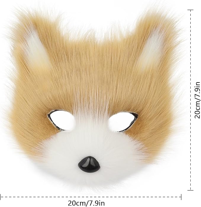 Animal Fox Wolf Mask Halloween Party Cosplay Costumes Props Plush Cat Half Face Masks Carnival Christmas Masquerade