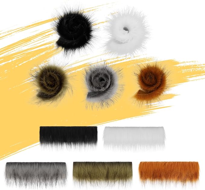 DIY Cat Fox Mask Set with Eye Meshes Stickers Faux Fur Fabric Strips for Halloween Masquerade Cosplay Party