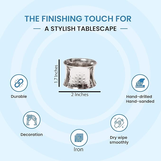 Silver Napkin Rings-12 PCS Heavy Duty Metal Spiral Napkin Rings, Handcrafted Napkin Holders Buckles for Family Dinner, Wedding, Party,Table Decorations - CLEENTABLE