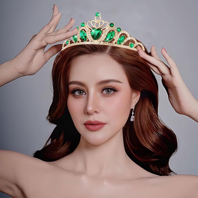 CAVETEE Crown and Tiara for Women, Princess Tiara Heart Crown Happy Birthday Decorations for Party Pageant Hair Accessory