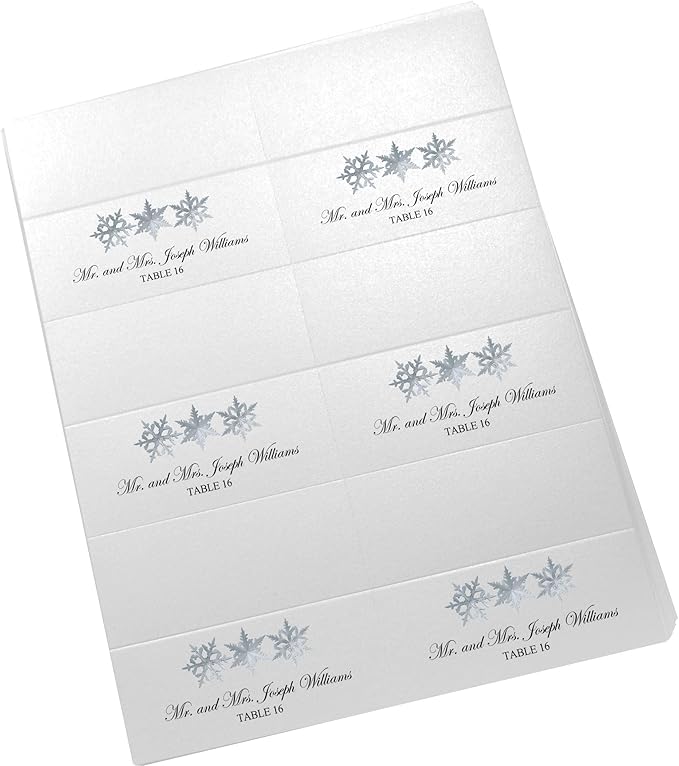Christmas and Holiday Snowflake Pattern Printable Place Cards, Set of 150 (25 Sheets), Laser & Inkjet Printers - Wedding, Party, Dinner, and Special Events - Made in the USA
