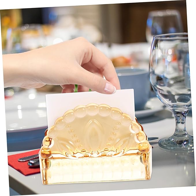 Vintage Amber Glass Napkin Holder Paper Tissue Dispenser for Tabletop Storage Upright Servilleteros for Parties Restaurants Cafes and Home Use