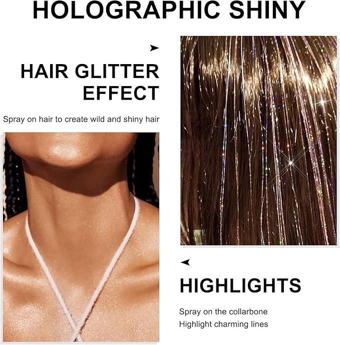 Emerald Green Hair and Body Glitter Spray 10g, Holographic Shimmer Powder Mist for Halloween, Carnival, Festival Makeup, Fantasy Fairy Looks, DIY Face Paint Costume Glitter