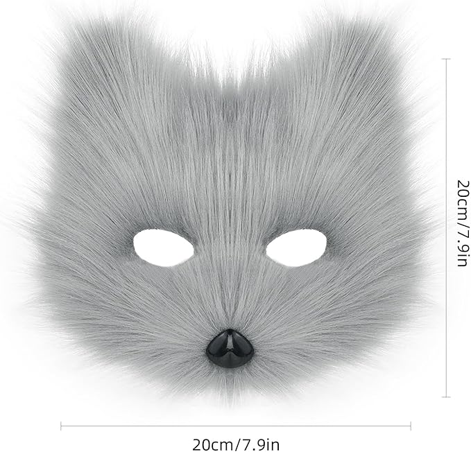 Animal Fox Wolf Mask Halloween Party Cosplay Costumes Props Plush Cat Half Face Masks Carnival Christmas Masquerade