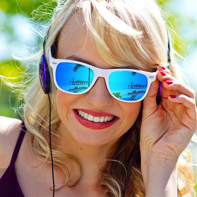 Fsmiling White Sunglasses Bulk Adult Party Sunglasses 80s Glasses Pack for Men Women Party Favors-10Pack