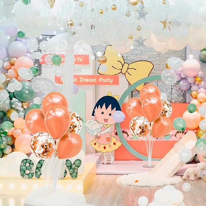 6 Set Balloon Stand with Rose Gold Balloons Centerpiece Table Decorations Birthday Bridal Shower Wedding Mother's Day Retirement Thanksgiving Halloween New Years Decorations 2025