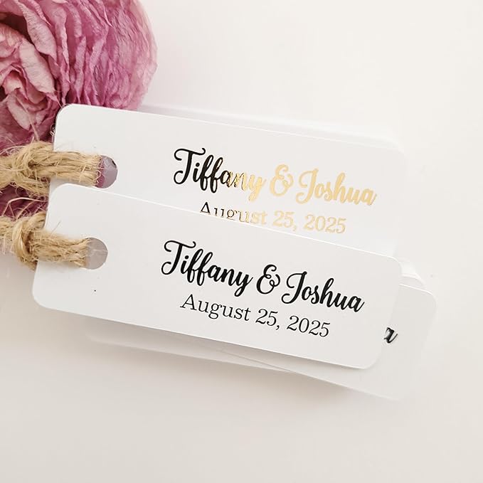 100 pcs Custom Wedding Favor Gift Tags, Extra Small Personalized Thank You Tags for Weddings, Birthdays, Bridal Shower, Baby Shower, Party Decorations