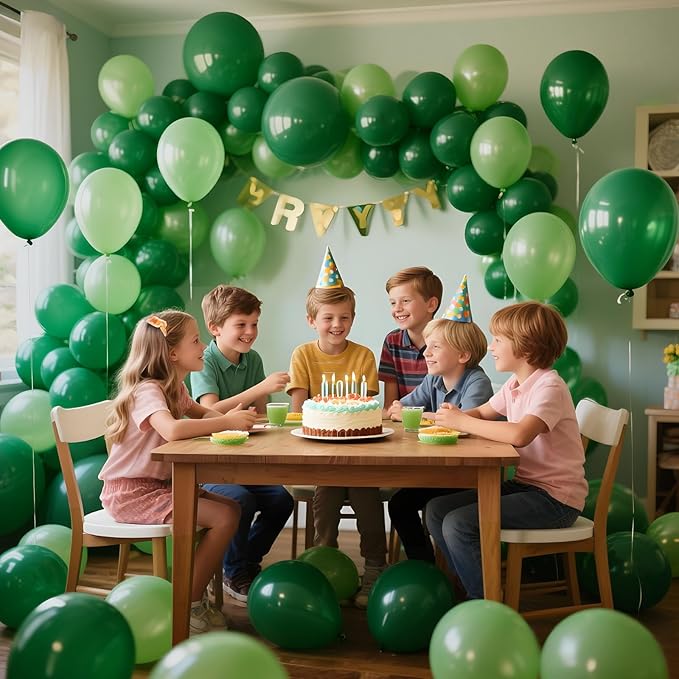 KAWKALSH Dark Green Balloon 12 Inch, 110pcs Latex Party Balloons Helium Bright Color for Birthday Baby Shower Wedding Party Supplies Arch Garland Decoration
