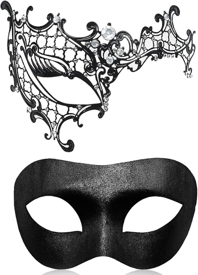 Couple Masquerade Mask for Women Men Laser Cut Metal Mask Venetian Mask for Party Ball