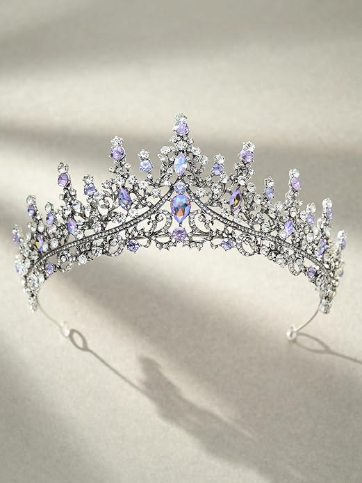 SWEETV Crystal Wedding Tiara for Women, Royal Queen Crown Headband, Rhinestone Princess Hair Accessories for Prom Birthday