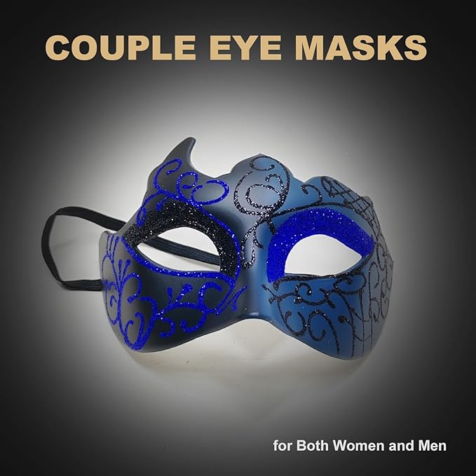 Couple Masquerade Mask for Women Men Shiny Venetian Mask Halloween Mask for Party Prom Ball Costume Lace Masks