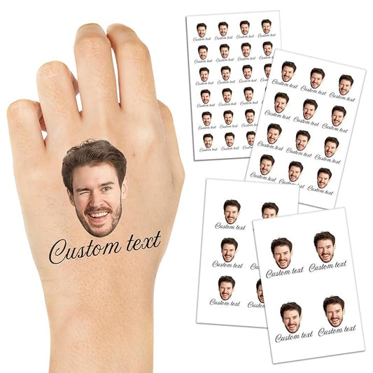 Custom Temporary Tattoos Personalized Face Tattoos with Name Party Favors for Wedding Birthday Christmas Pride Medical Alert