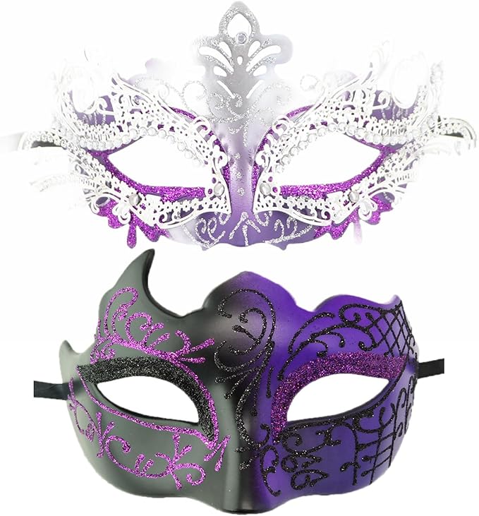 Coolwife Couples Masquerade Masks Metal Venetian Mardi Gras Party Evening Prom Costume Mask