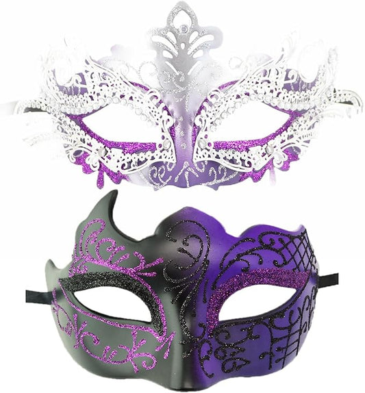Coolwife Couples Masquerade Masks Metal Venetian Mardi Gras Party Evening Prom Costume Mask