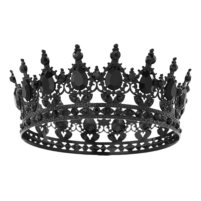 Black Crown for Women Crystal Tiara and Queen Crown for Girl Wedding Headband for Bride Hair Accessories for Costume Birthday Party Cake Decoration Prom