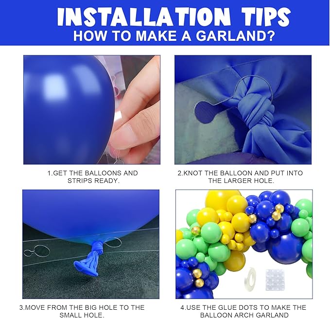 Paready Blue Green Balloons Garland Arch Kit,117Pcs Royal Blue Green Yellow Balloons Arch for Fruit Theme Birthday Wedding Bridal Shower Graduation Jungle Baby Shower Party Decorations
