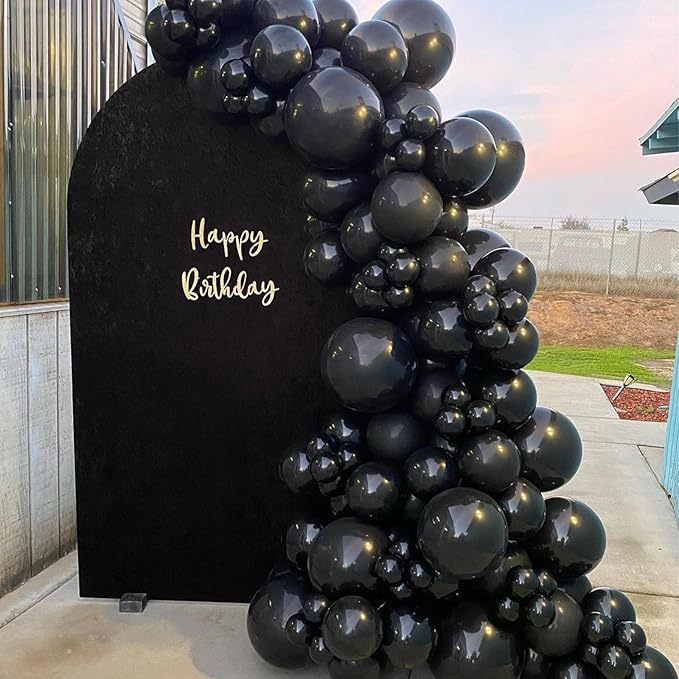 Black Balloon Garland Kit, Black Balloons Different Sizes 113 Pack 18/12/10/5'' Matte Black Latex Balloons Black Helium Party Balloon Arch for Birthday New Year Party (QQ-113)