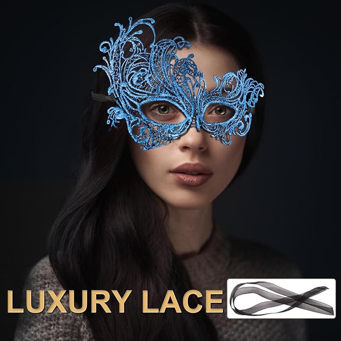Couple Masquerade Mask for Women Men Shiny Venetian Mask Halloween Mask for Party Prom Ball Costume Lace Masks