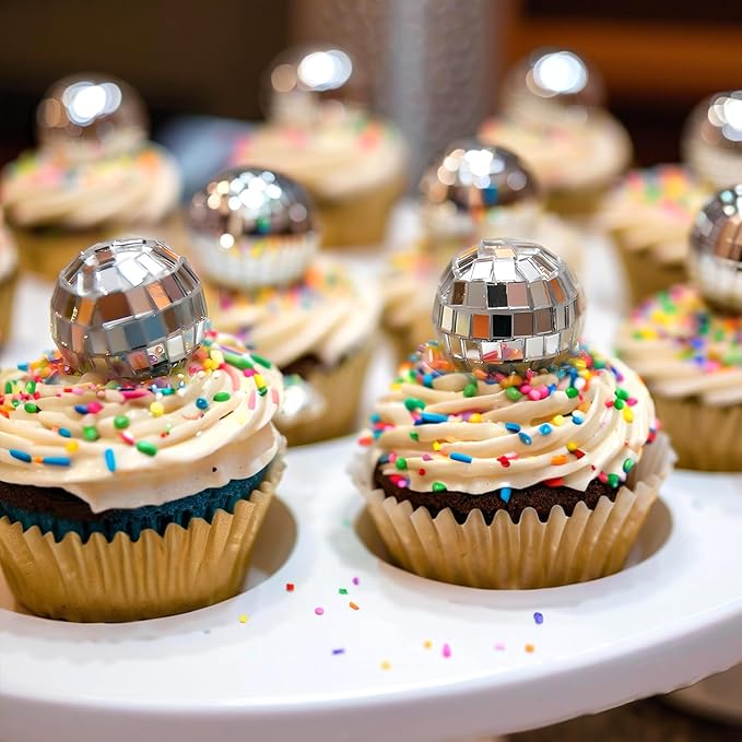 46 PCS Disco Mirror Ball Reflective Mini Glass Hanging Decorations Assorted Silver 6 Inches Large Disco Ball for Wedding Dance Music Ballroom Hall Props Club Stage Backdrop Props (4 inch)