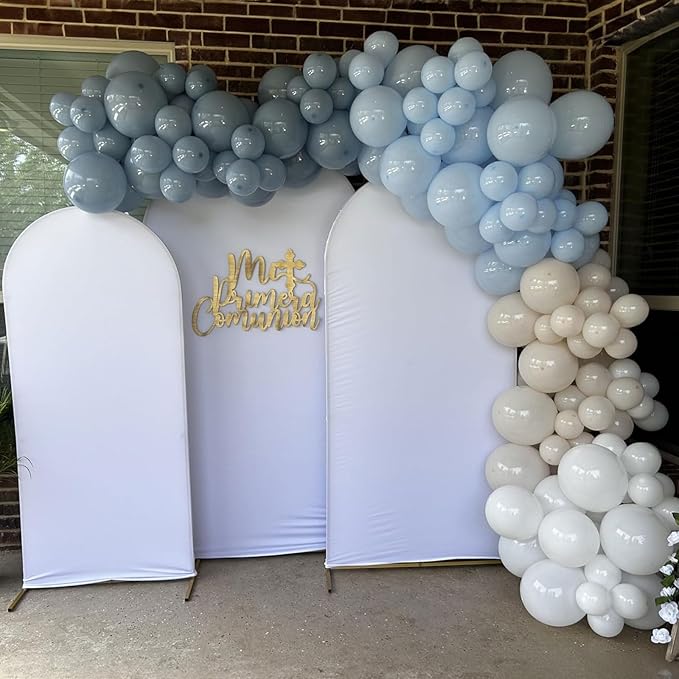 Dusty Blue Balloons Garland Arch Kit, Haze Blue Sand White Balloon Arch Kit, Pastel Blue Beige Balloon for Baby Shower Gender Reveal Birthday Engagement Wedding Bridal Shower Party Decorations