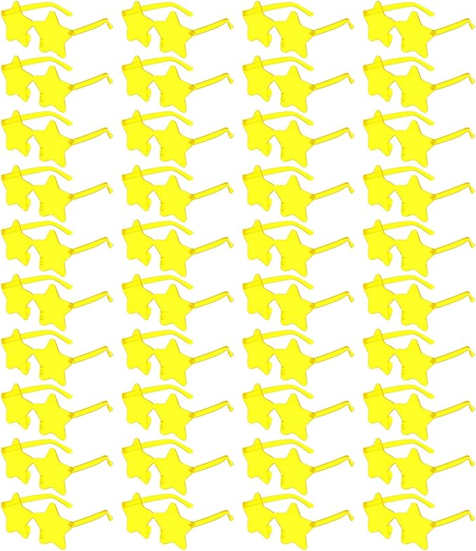 40 Pairs Rimless Star Sunglasses Bulk Wholesale Transparent Candy Color Star Glasses for Women Men Party Favors