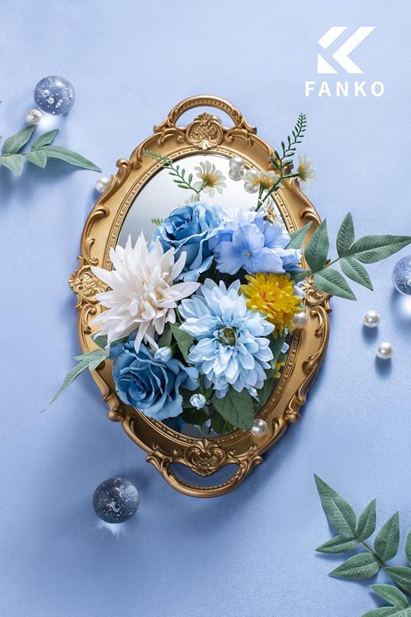 FANKO Rose Artificial Flowers Combo for DIY, Fake Blue Rose Silk Flowers Greenery, Faux Flowers for Wedding Bridal Bouquet, Baby Shower, Table Centerpieces, Floral Arrangement, Party Home Decoration