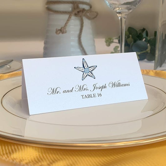 Starfish Place Cards, Set of 25, Pre-cut and Scored - Wedding, Party, Dinner, and Special Events - Made in the USA