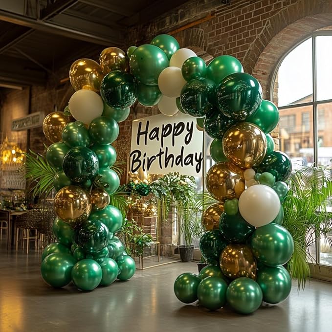 Bezente Pro Duralatex Green Balloons - 3.2g Premium 100 Pack 12 inch Dark Green Balloons for Long-Lasting Professional Party Decorations, Large Birthday Wedding Christmas Party