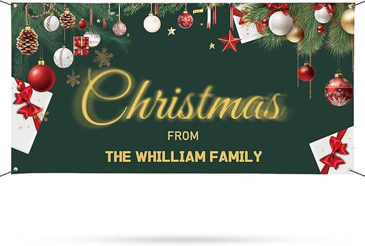 Personalized Merry Christmas Banner, Custom Backdrop Sign for Outside or Inside, Personalized Banner Decorations for Christmas Party