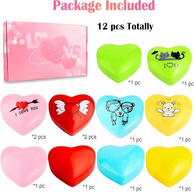 Small Pull Back Toy Cars Set,Mini Racing Vehicles for Holiday Birthday Party Favors,Goodie Bag Stuffers,Classroom Prizes,Bulk Toys for Kids,Girls,Boys(Valentine Day Heart Shape I Love You Gift)12 Pack