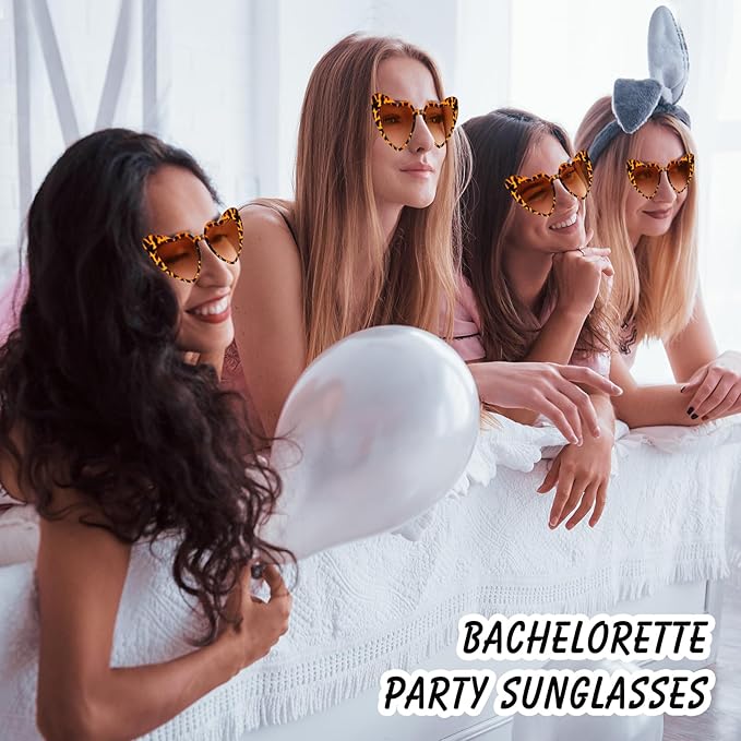 12 Pack Bachelorette Sunglasses Heart Shaped Sunglasses Vintage Heart Glasses for Women Wedding Party Decor