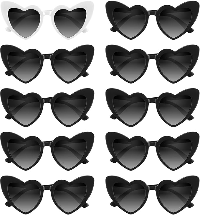 4/6/8/10/12 Pack Bachelorette Sunglasses Heart Sunglasses Vintage Heart Shaped Glasses for Women Bridal Party Wedding