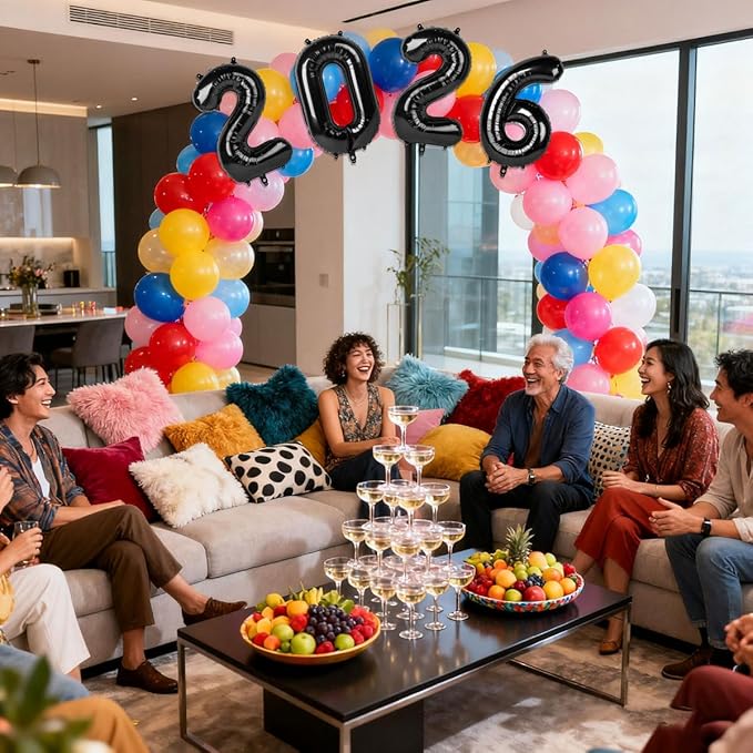 2026 Balloons Black Number 2026 Balloon-16 Inch Number Foil Balloons for New Year Eve Party Supplies Birthday Graduation Anniversary Party Decor 2026 Decorations