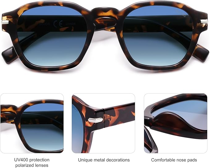 SOJOS Vintage Retro Square Polarized Sunglasses Men Standard Fit Trendy Womens Sun Glasses SJ2382
