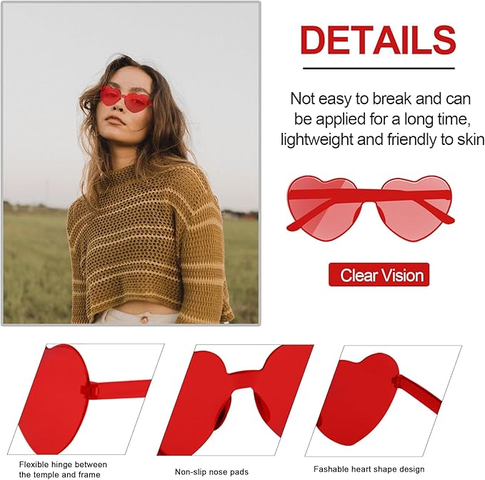 LEFIMOT 12 Pairs Heart Sunglasses for Women Heart Shaped Sunglasses Bulk Colorful Heart Glasses for Party Favor