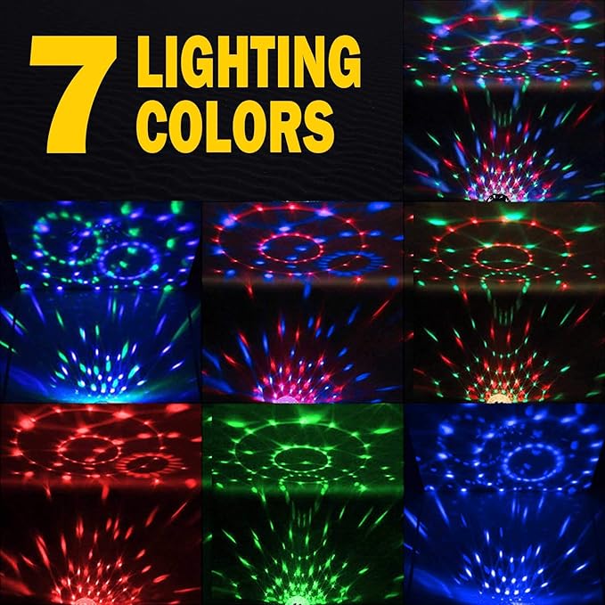 [2-Pack] Disco Ball Party Light Sound Activated with Remote, 12 Modes Stage Strobe DJ Light for Christmas Party Decorations Stocking Stuffers White Elephant Gifts White Birthday New Years Eve