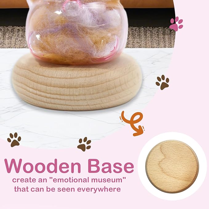 【NEW】Memorial Bottle for Pet Hair with Base, Pink Cat Pet Fur Keepsake, Pet Hair Memorial Keepsake, Pet Memorial Gifts for Cats, Cat Keepsake Fur Holder Cat Whisker Jar Memory Sympathy Gift - Pink