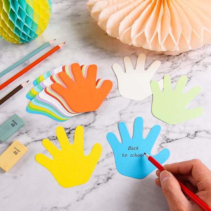 360 Pcs Hand Cutouts Paper Hand Shape Cut-Outs Assorted Color Handprint Shape Cutout Blank Creative Paper Cutouts for Kids DIY Craft Art Project Home School Classroom Decorations Bulletin Board Decor